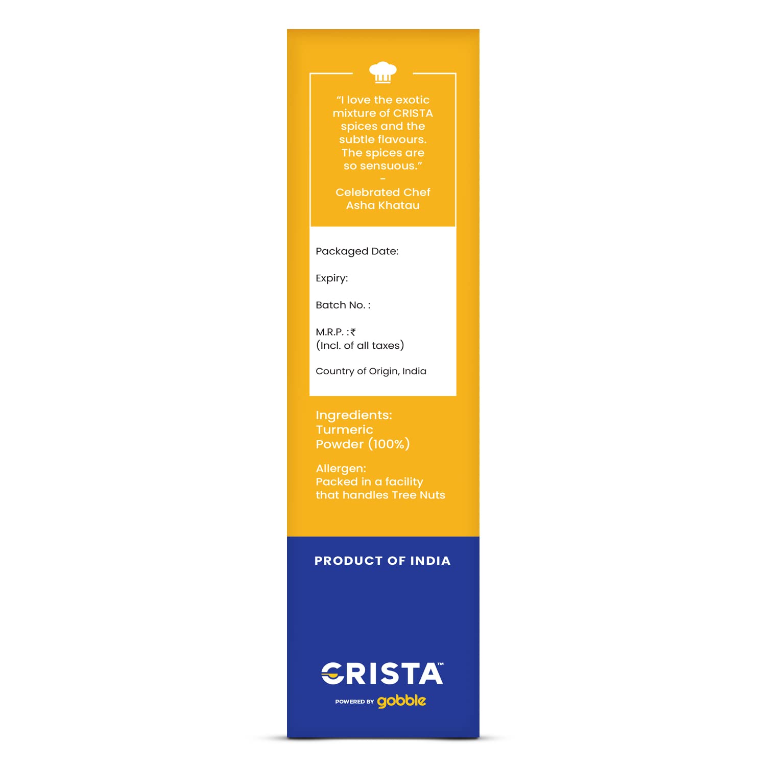 Organic CRISTA 500g Pure Turmeric Powder - 100% Natural, No Additives, Preservatives or Fillers - Handcrafted in Small Batches for Freshness - Perfect for Cooking, Golden Milk & Skin Care