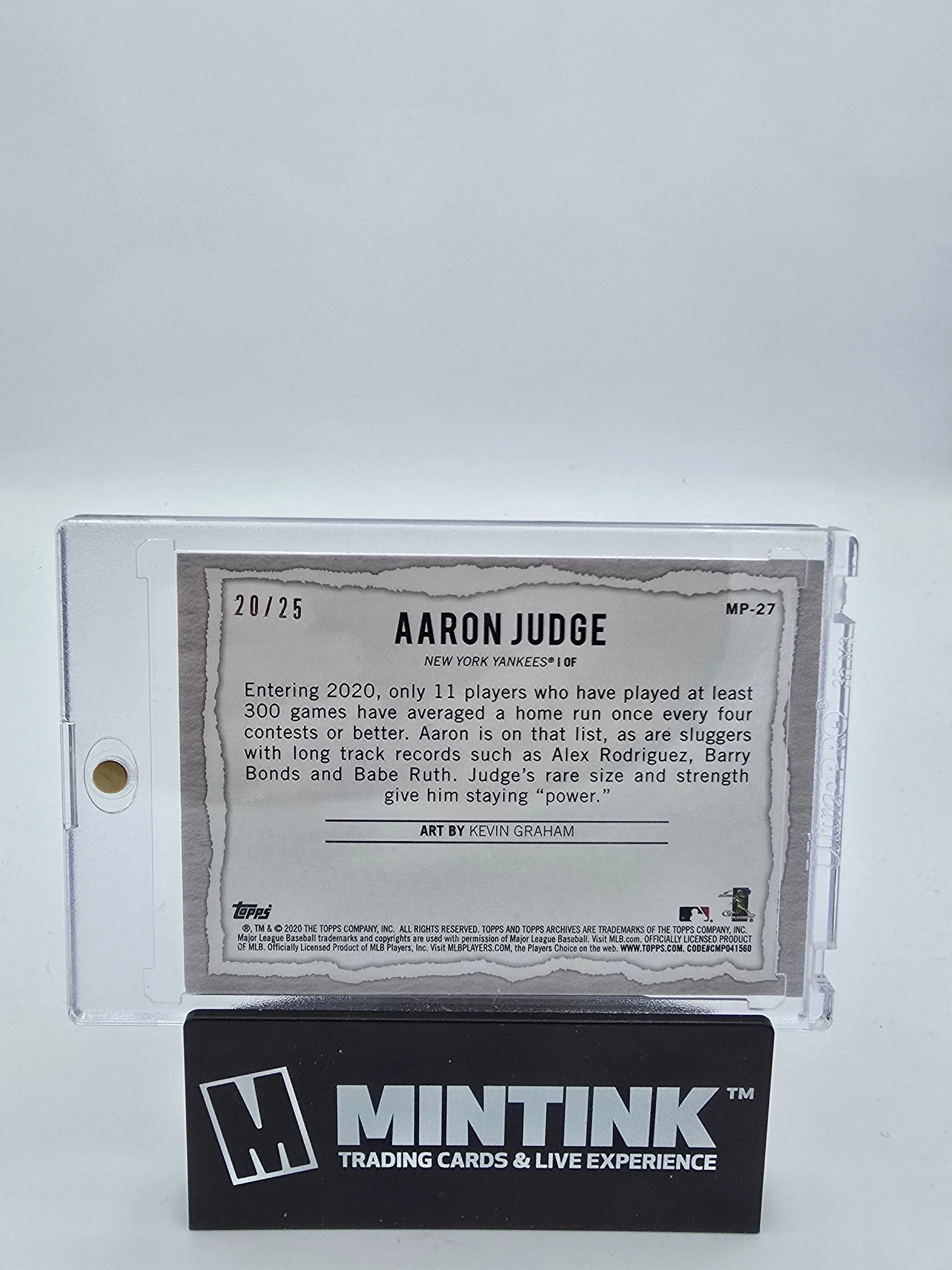 2020 Topps Baseball Aaron Judge Orange Modern Artists Card #MP 27/25 by Kevin Graham - Rare Collectible for MLB Fans & Sports Memorabilia Enthusiasts