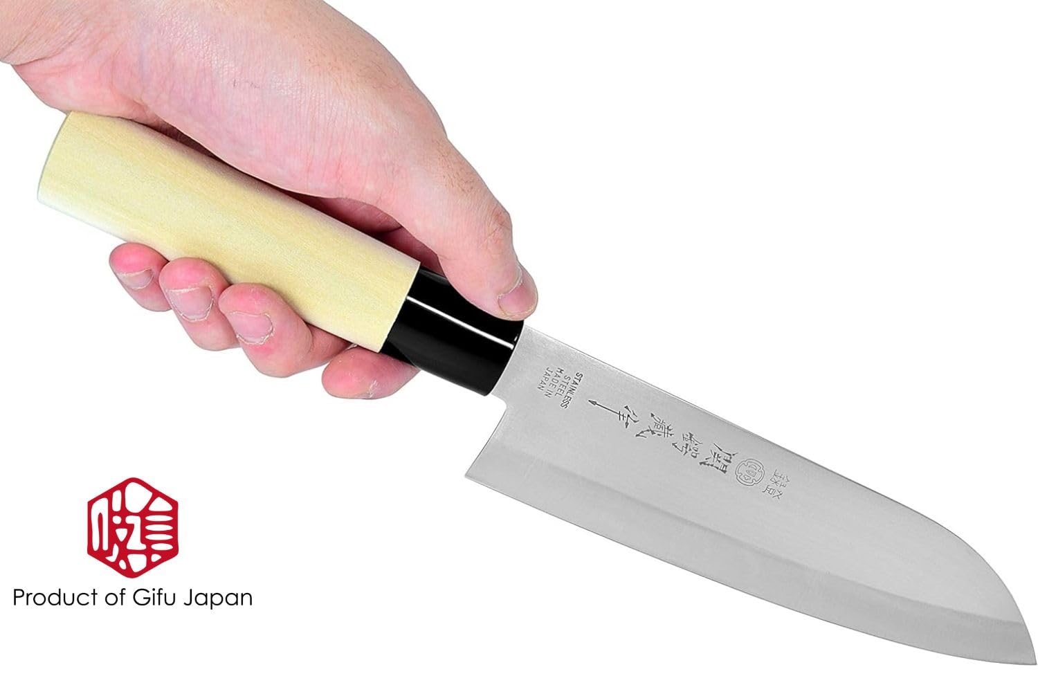 Seki Japan TSUBAZO Japanese Utility Chef Kitchen Knife - Premium Stainless Steel Santoku Knife with Shiraki Handle, 170mm (6.7 Inch) - Perfect for Slicing, Dicing & Chopping Vegetables, Meat & Fish