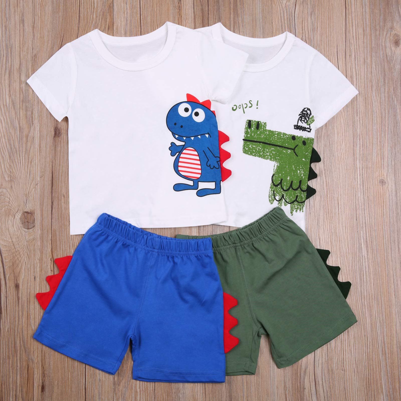 3D Dinosaur Print Boys' 2-Piece Summer Outfit Set - Toddler Casual Clothes for Playdates & Outdoor Adventures