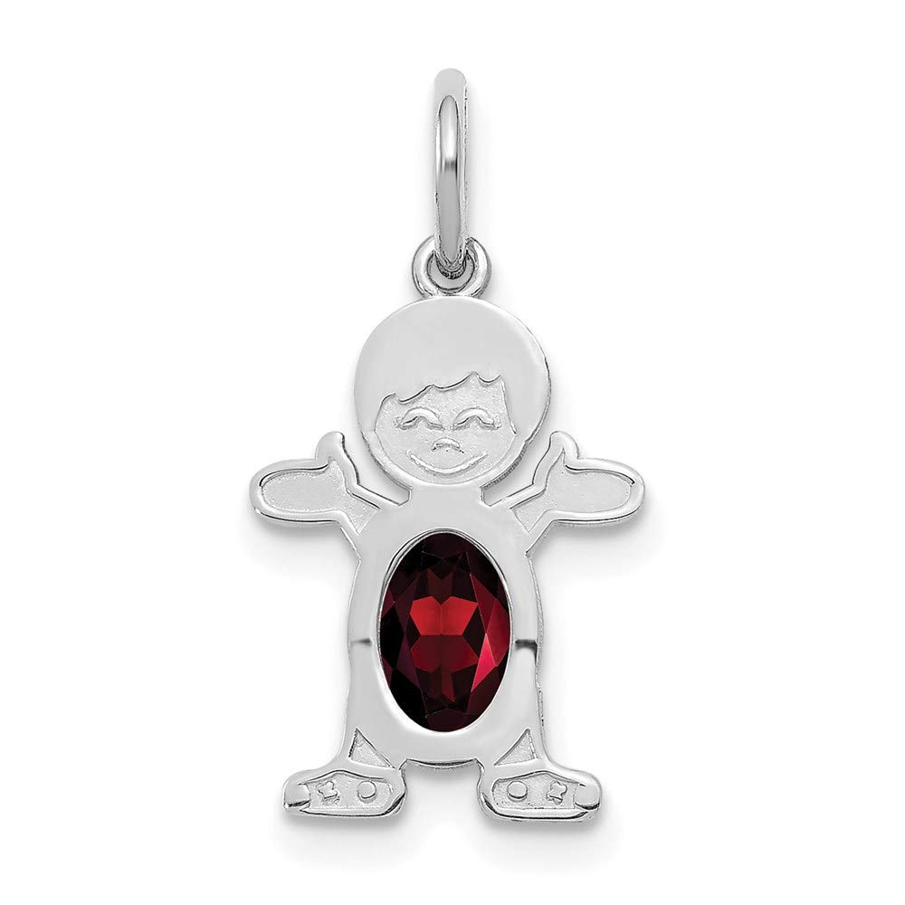 14K White Gold 6x4mm Oval Genuine Garnet January Birthstone Charm Pendant Necklace for Women - Perfect Gift for Birthday, Anniversary & Special Occasions