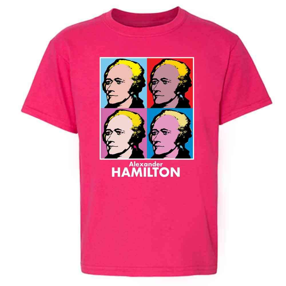 Alexander Hamilton Pop Art Graphic T-Shirt for Kids & Youth - Boys & Girls Unisex Tee - Perfect for School, Parties & Patriotic Events