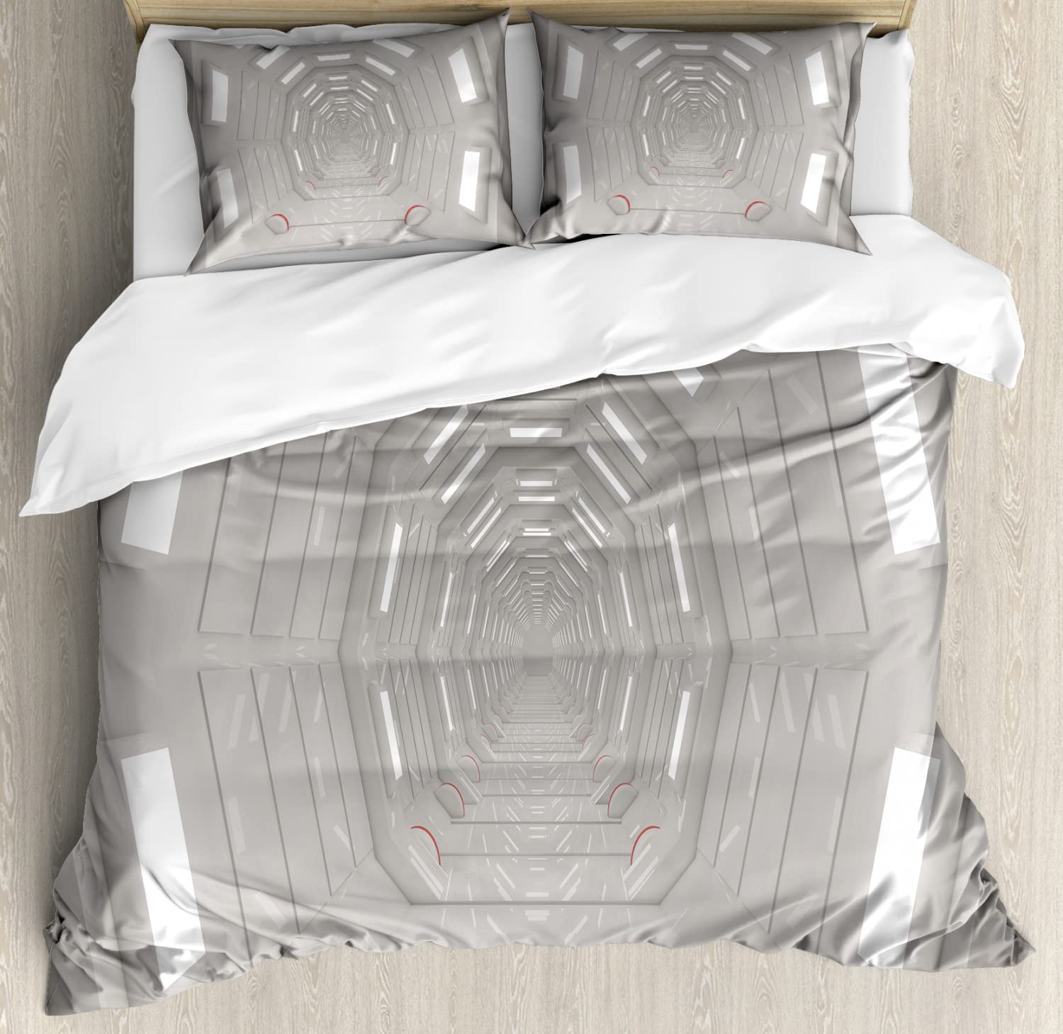 Ambesonne Outer Space Duvet Cover Set - King Size 2-Pack with 2 Duvet Covers & 4 Pillowcases, Galactic Travel Theme in Warm Taupe - Perfect for Space-Themed Bedrooms, Kids Rooms & Sci-Fi Decor