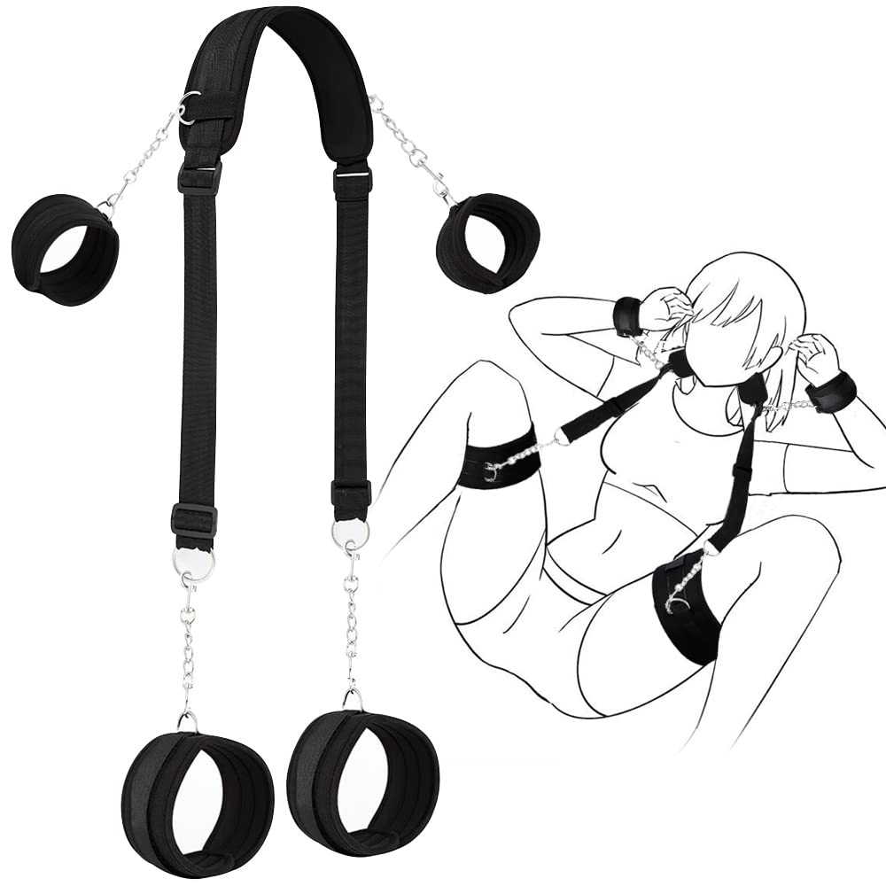 BDSM Bondage Restraint Kit - Adjustable Wrist & Thigh Cuffs with Handcuffs, Leg Straps for Couples Play - Perfect for Bedroom Bondage, Roleplay & Sensual Exploration (Unisex Adult Toy)