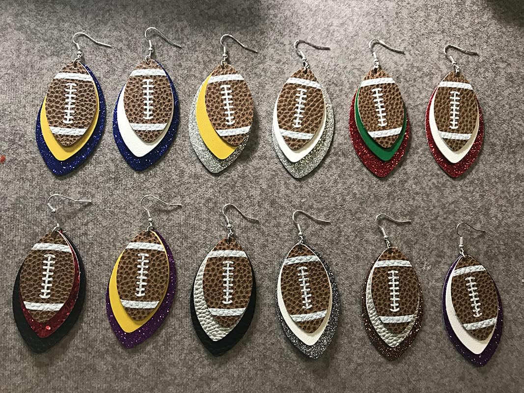 Stylish Football Stud Earrings for Women - Cute Beaded Sports Jewelry Gift for Female Athletes & Football Fans - Perfect for Game Day, Parties & Casual Wear