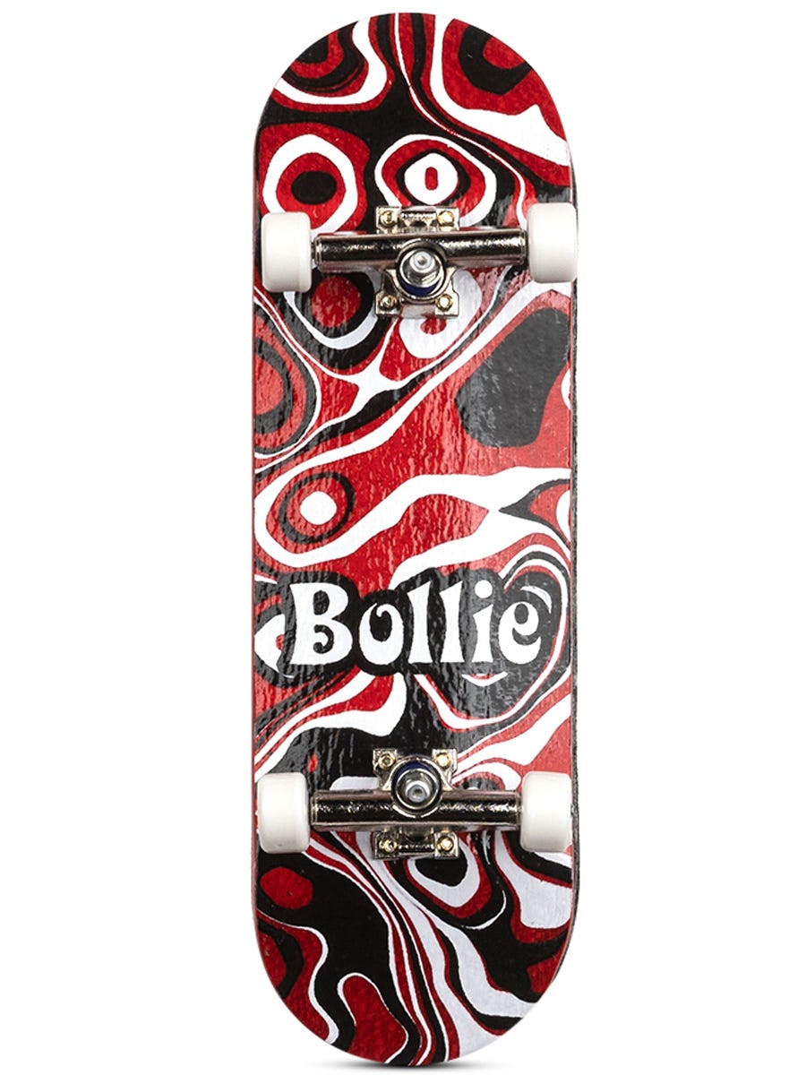 Bollie Fingerboard Complete Psychedelic - Professional Mini Skateboard for Tricks & Stunts - Perfect for Kids, Teens & Adults - Great for Indoor Play, Office Desk & Travel Fun