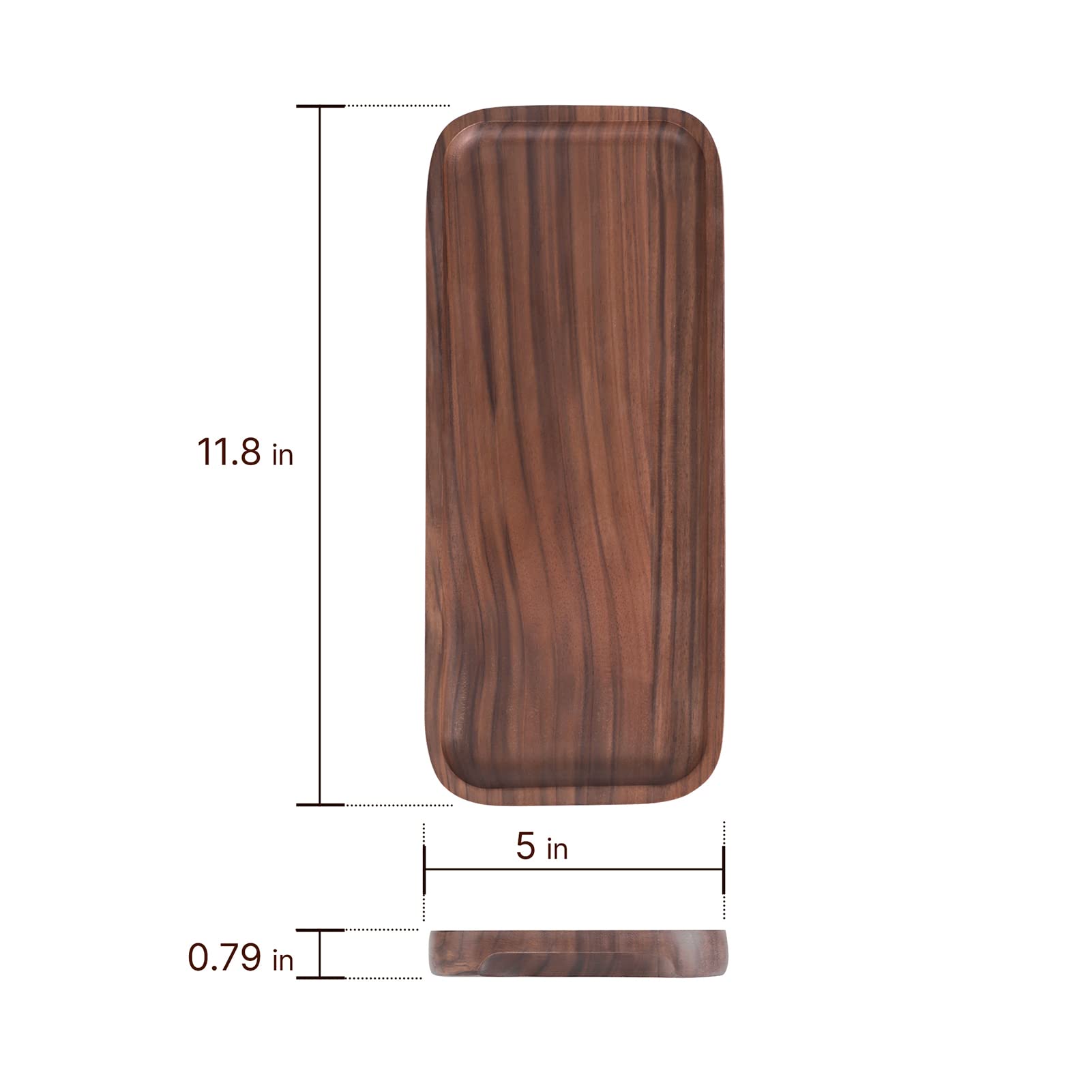 Walnut Wood Serving Tray - 11.8x5 Inch Rectangle Platter for Fruits, Cookies, Bread | Elegant Wooden Cheese Board & Charcuterie Tray for Parties, Dining & Home Decor