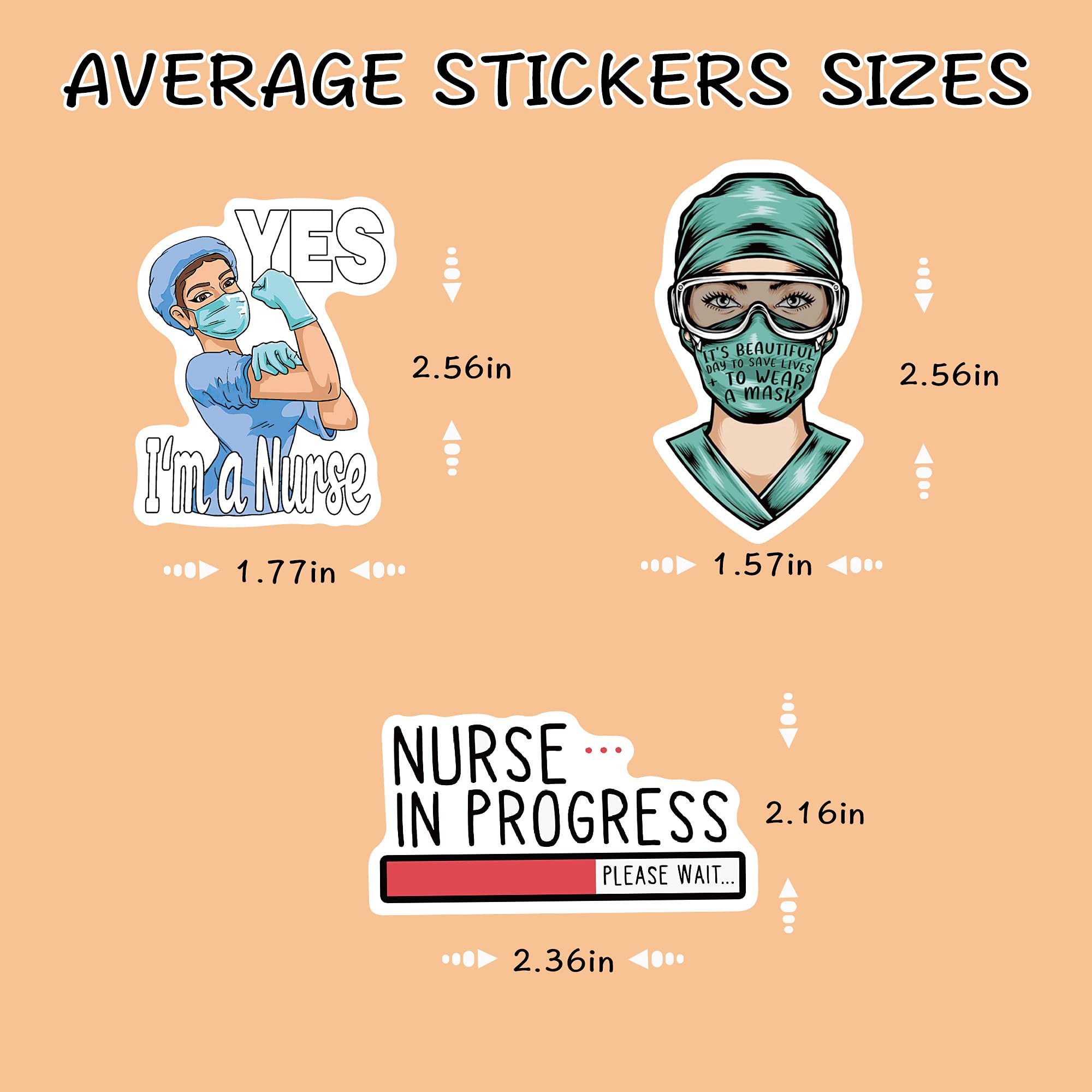 Nurse Stickers 50pcs - Cute White Angel Cartoon Vinyl Waterproof Stickers for Water Bottles, Laptops, Phone Cases & More | Perfect for Hospital Workers, Healthcare Professionals & Medical Students