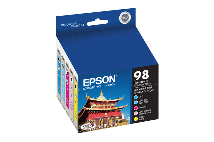 Epson Artisan 725 730 835 837 Printer Ink Cartridge Multipack (98) - High Yield Color Ink for Home Office Printing, Documents & Photos