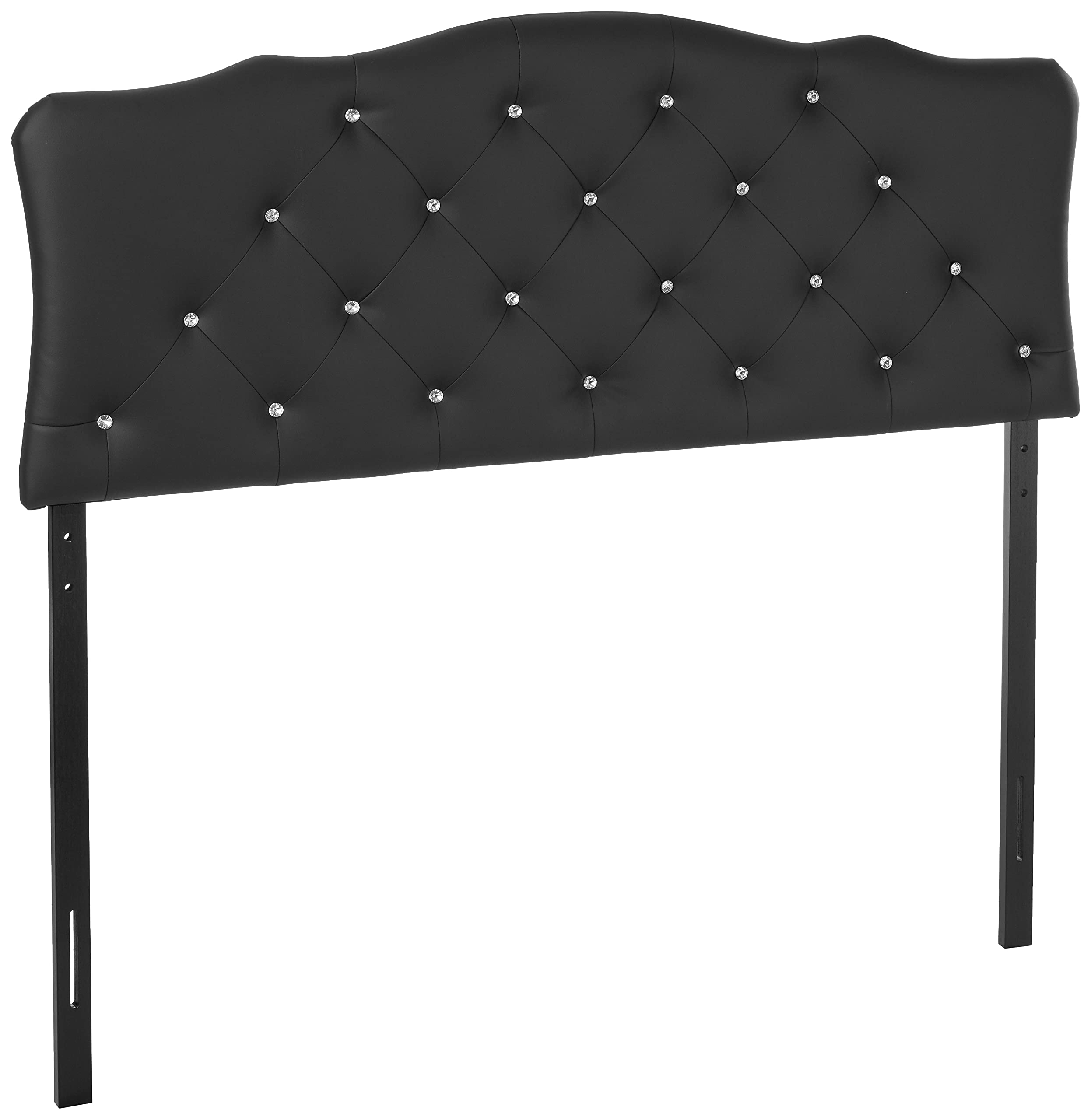 Baxton Studio Rita Modern Faux Leather Upholstered Button-Tufted Scalloped Headboard - Full Size, Black | Contemporary Bedroom Decor for Master & Guest Rooms