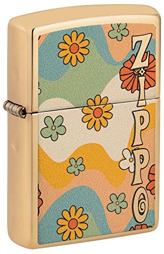 Zippo Hippy Flower High Polish Brass