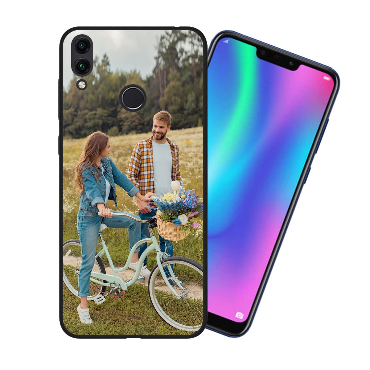 Custom Picture Phone Case for Huawei Honor 8C - Personalized Shockproof Silicone Cover with Soft Candy Design | Christmas Birthday Gift Idea | Protective Black Case for Daily Use, Travel & Special Occasions
