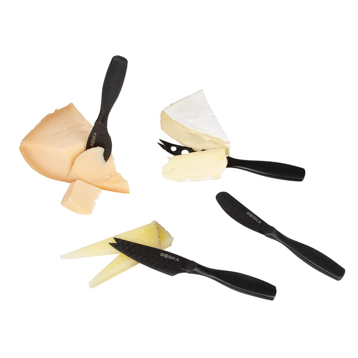 BOSKA Premium Stainless Steel Cheese Knife Set - Monaco Series for Hard & Soft Cheeses - Multi-Functional Cheese Slicer & Server - Non-Stick Silver Dishwasher Safe Blades - Perfect for Charcuterie Boards, Wine Pairings & Gourmet Kitchen Use