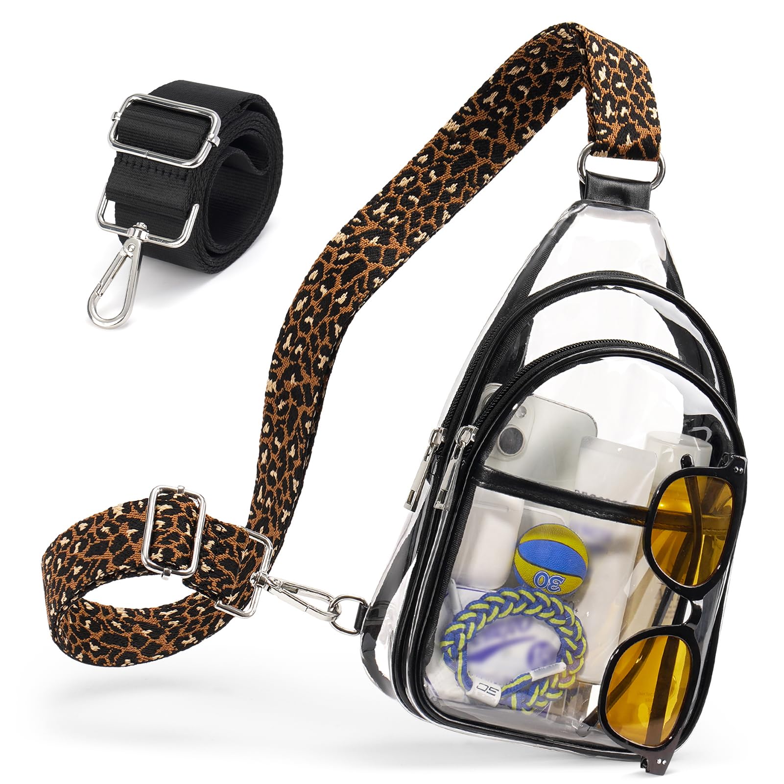 Clear Crossbody Bags for Women with 2 Extra-Long Straps & 4 Pockets - Perfect for Concerts, Festivals, and Travel - Transparent Event Bags for Security Checkpoints