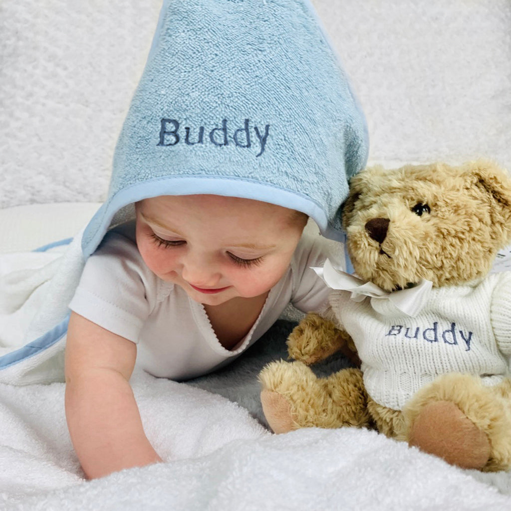 Personalized Baby Bathtime Gift Set - Blue | Newborn Bath Essentials & Baby Shower Gifts for Boys & Girls | Perfect for Bath Time, Baby Showers & First Birthday Presents