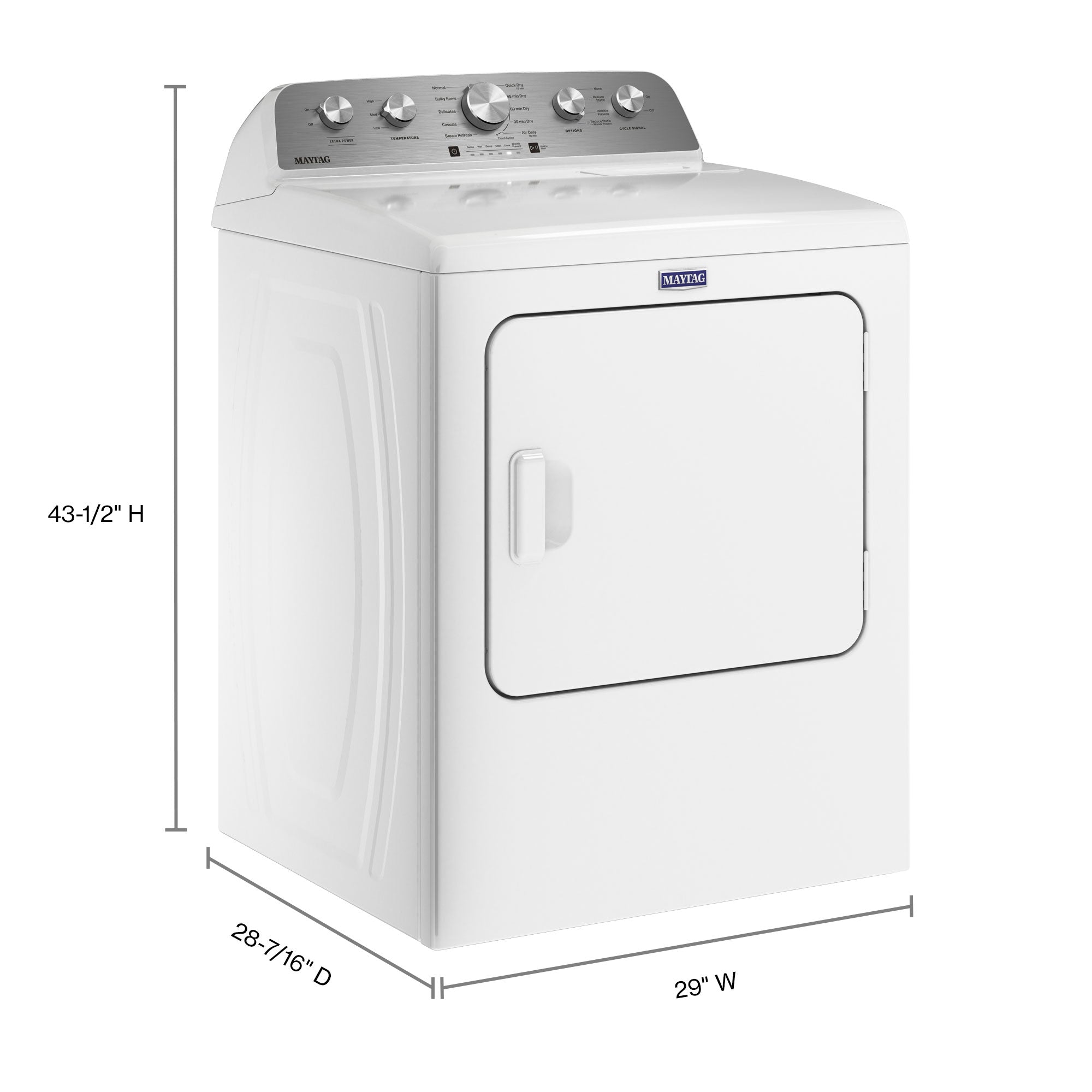 Maytag MGD5430MW 7.0 cu. ft. White Gas Dryer with Steam Enhanced Cycles - Perfect for Large Families & Heavy Laundry Loads