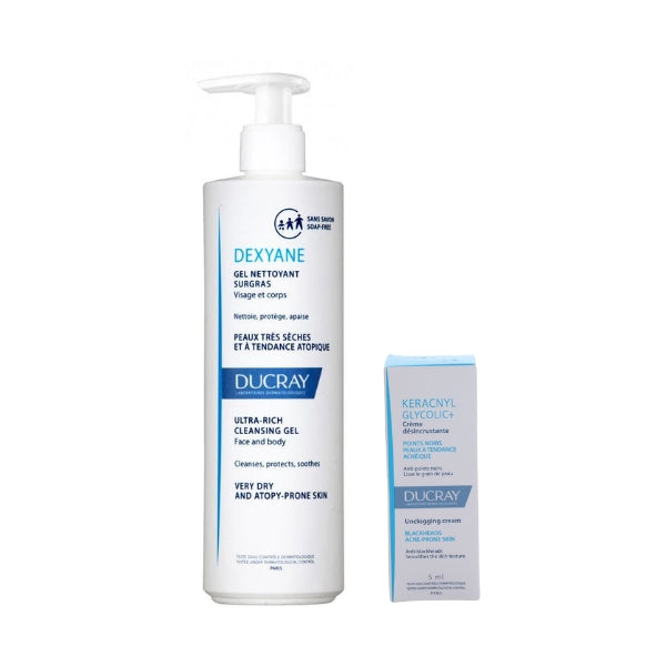 Dexyane Ultra Rich Cleansing Gel with Free 5ML Unclogging Cream - Gentle Face Wash for Dry & Sensitive Skin - Perfect for Daily Skincare Routine & Makeup Removal