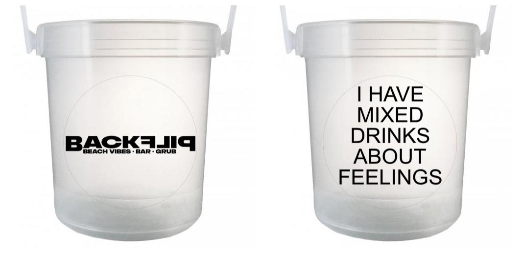 32 oz Plastic Rum Buckets with Custom Sticker - Bulk Party Cups for Cocktails, Margaritas & Tropical Drinks - Perfect for Beach Parties, Luaus & Summer Gatherings