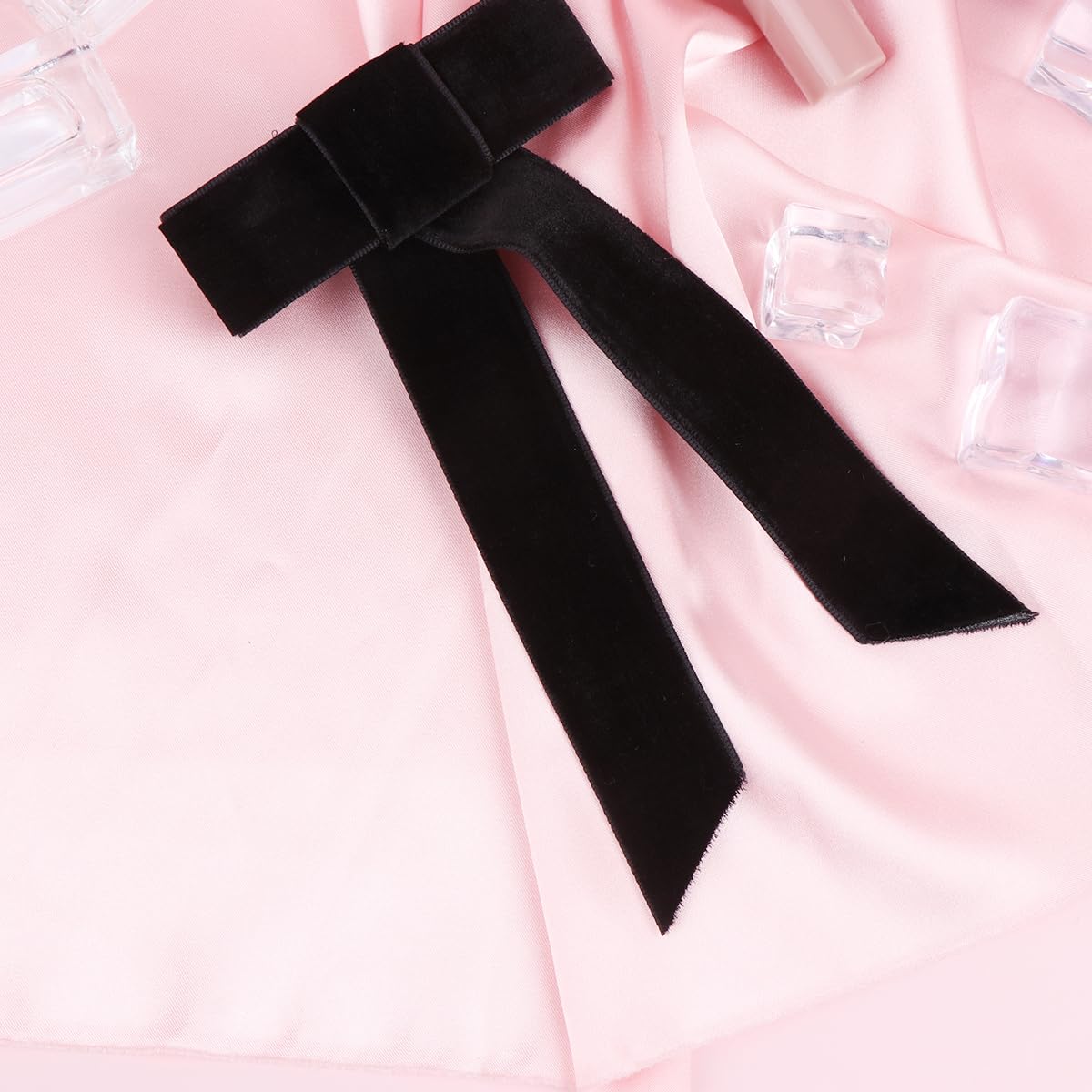 Lurrose Large Hair Bow Clips - Elegant French Barrettes Hairpins for Women & Girls | Perfect for Weddings, Parties & Daily Styling (Black)