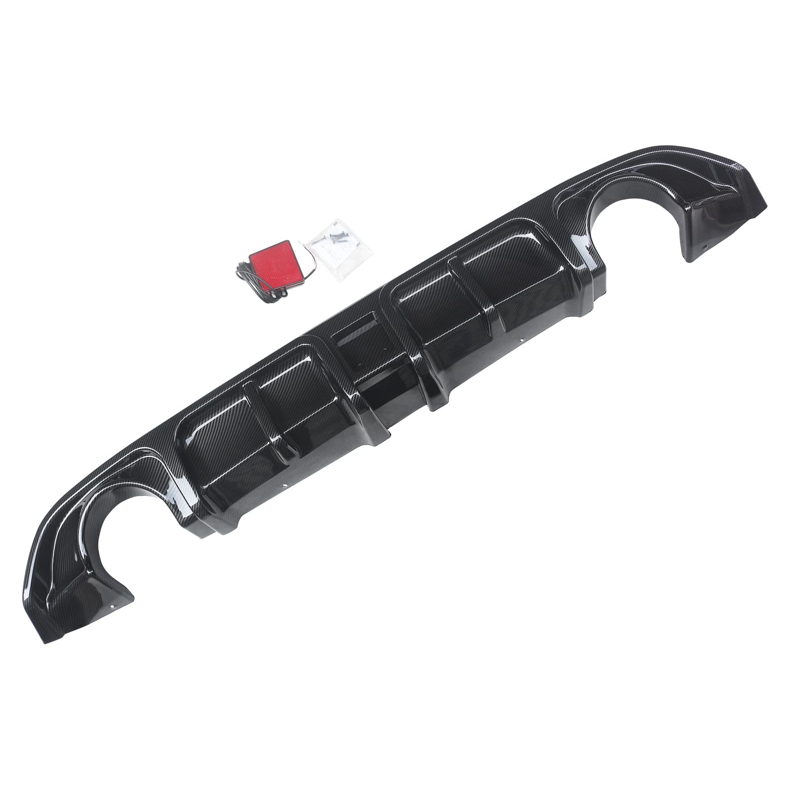 ABS Carbon Fiber Rear Diffuser with Brake Light for 2017-2022 Infiniti Q60 - Upgrade Your Rear Bumper Lip for Sporty Style & Enhanced Aerodynamics | Perfect for Car Enthusiasts & Street Racing