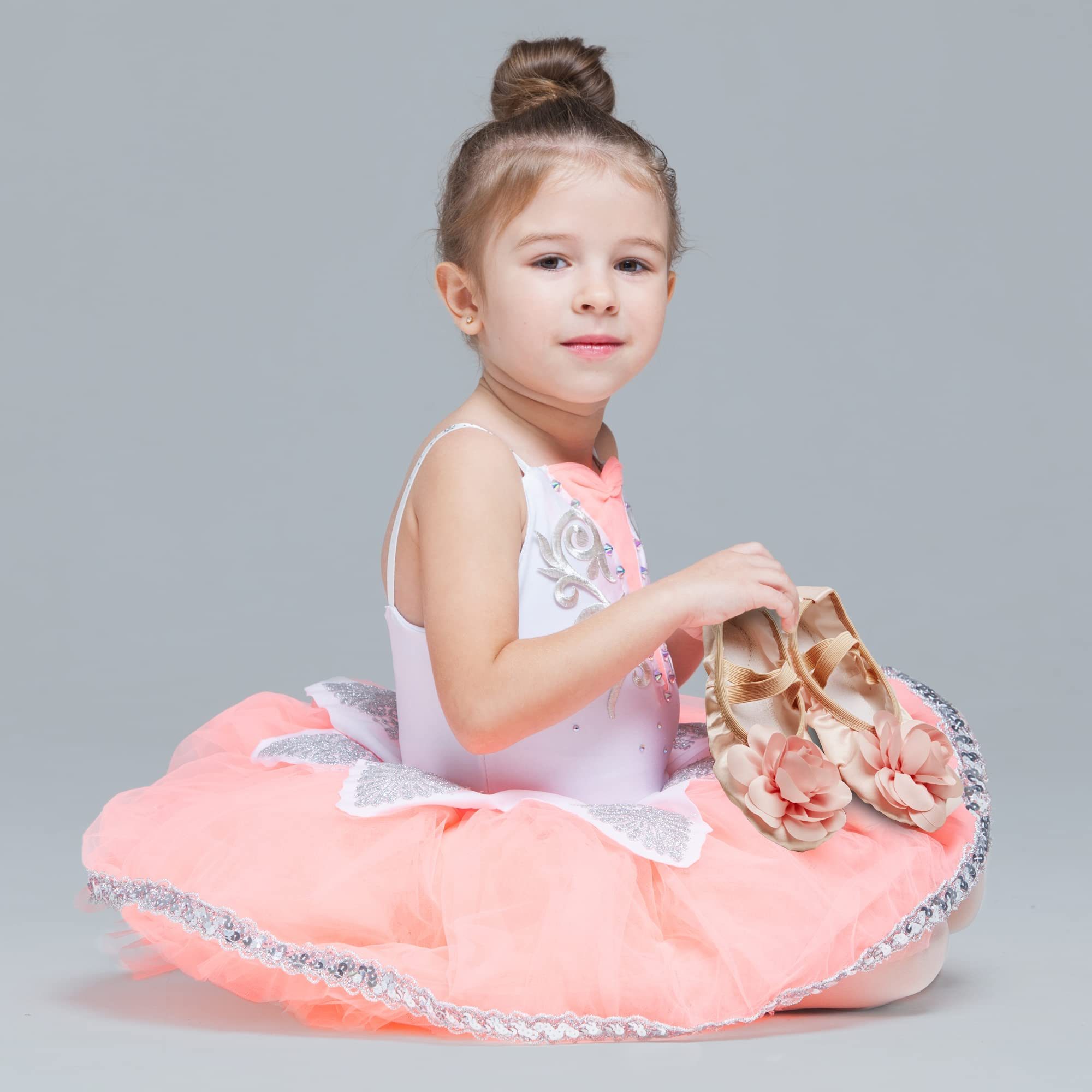 Non-Slip Pink Ballet Shoes for Girls - Leather Split Sole Satin Dance Slippers for Toddlers & Kids - Comfortable & Durable Ballet Flats for Dance Class, Recital & Practice