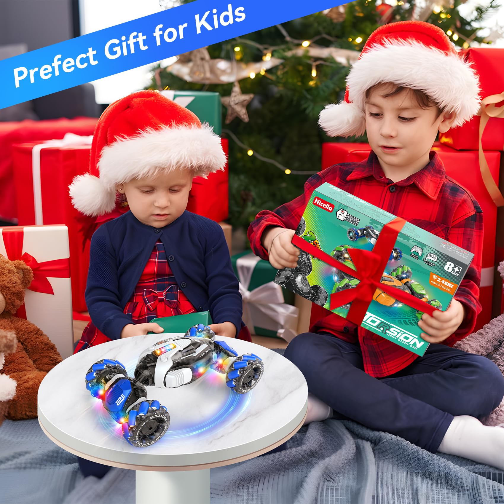 Gesture Sensing RC Stunt Car - 2.4Ghz Remote Control Transformer Toy for Boys & Girls Ages 5-12 | 360° Rotating & Hand Controlled | Perfect Christmas & Birthday Gift for Kids | Indoor & Outdoor Play, Racing & Stunt Shows