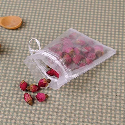 50pcs White Organza Drawstring Gift Bags - Clear Jewelry Pouches for Wedding Favors, Party Favors, Bridal Shower, Baby Shower & Candy Packaging - Reusable Small Fabric Bags for Jewelry, Candies, Soaps & Gifts