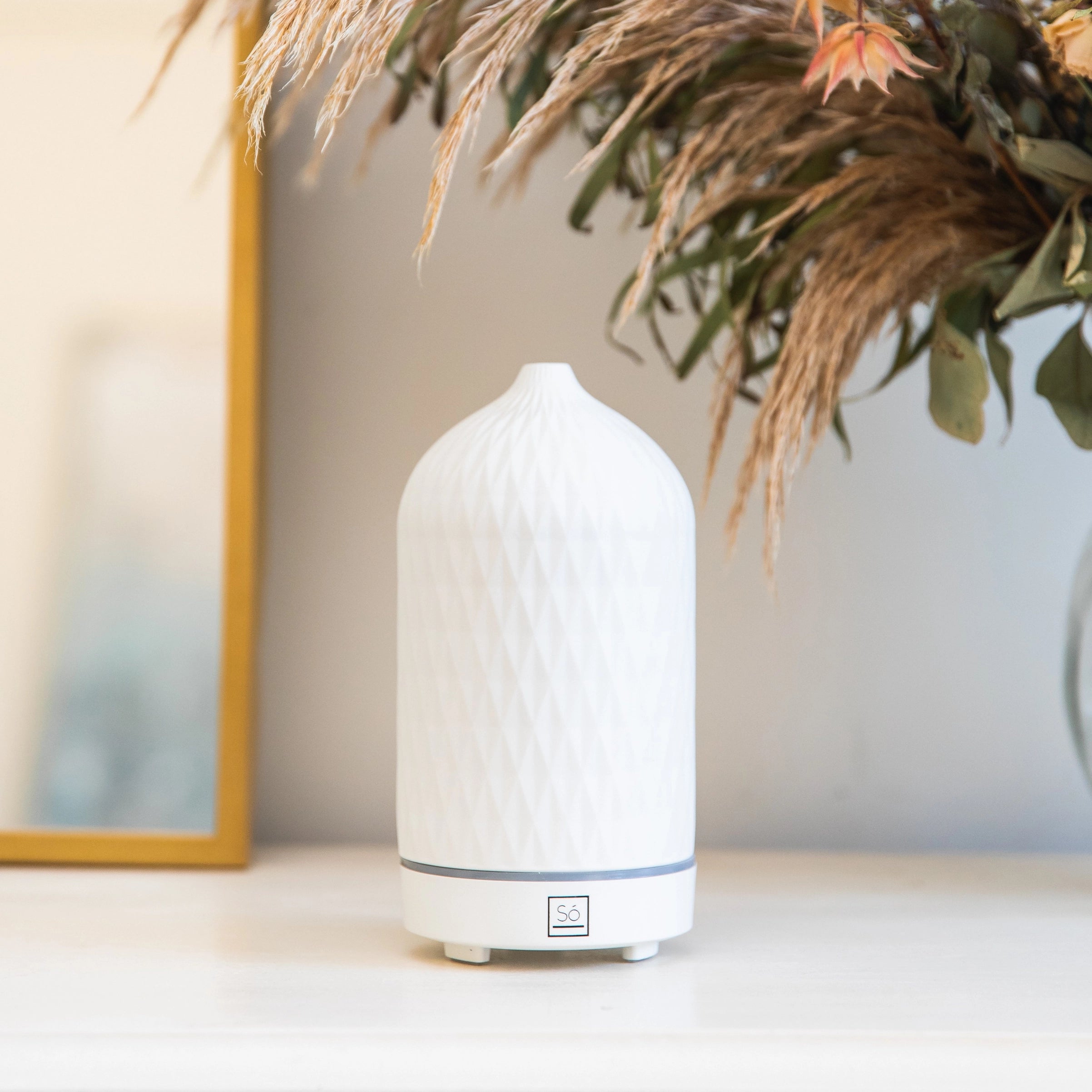 Premium Ultrasonic Ceramic Diffuser - White | Aromatherapy Essential Oil Diffuser for Home, Office, Yoga & Spa | Quiet Humidifier with 7 Color LED Lights for Relaxation & Better Sleep