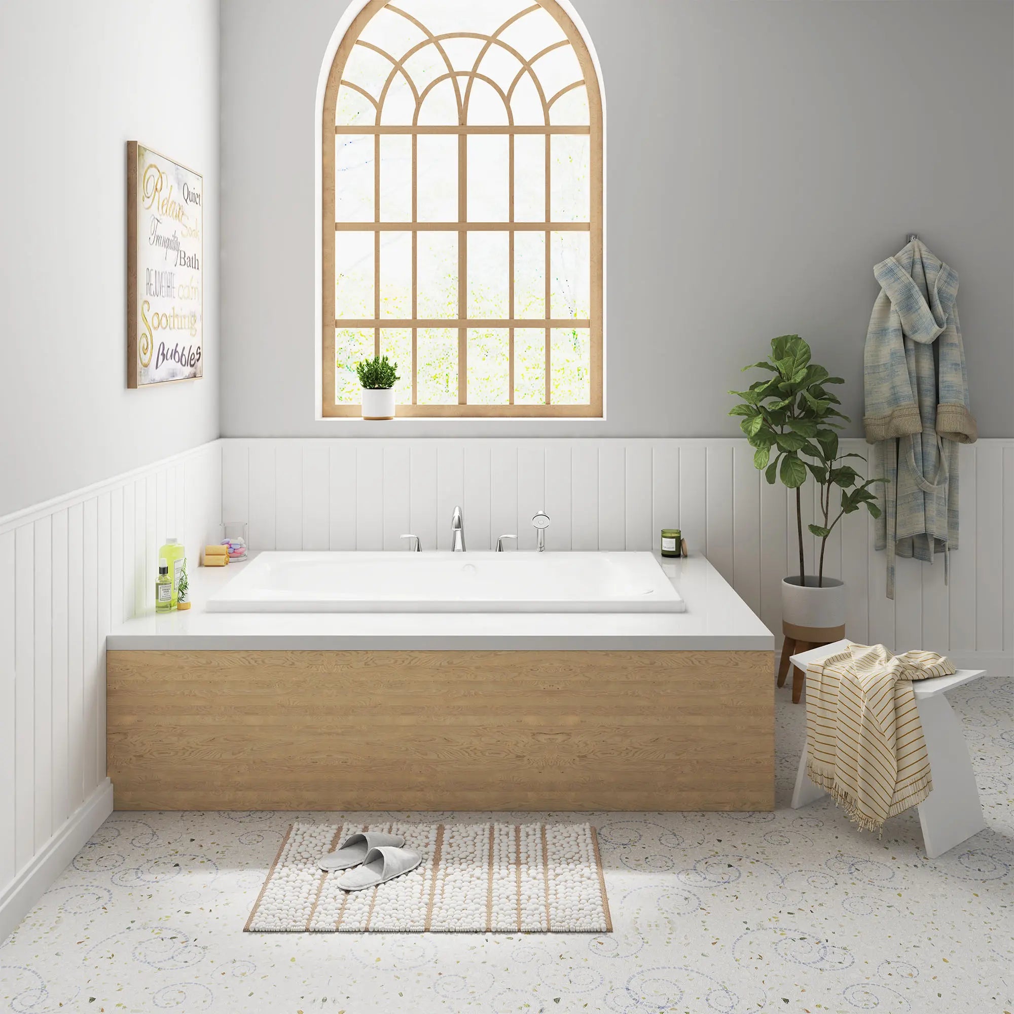EverClean 60-Inch Acrylic Rectangular Drop-In Whirlpool Bathtub - Spa Luxury for Master Bathroom & Relaxation Retreat