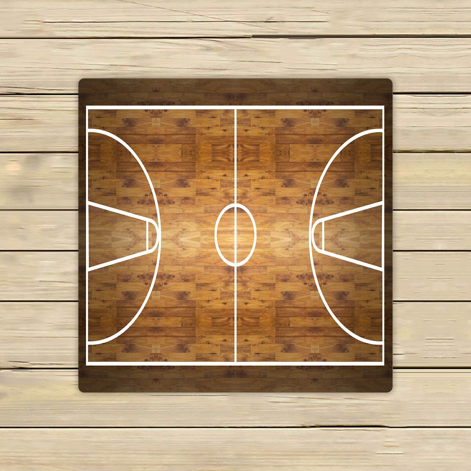 Premium Hardwood Basketball Court Design Beach Towel - 13x13 Inch Quick-Dry Bath & Shower Towel for Home, Pool, Gym, Travel - Aerial Top View Sports Theme for Outdoor & Indoor Use