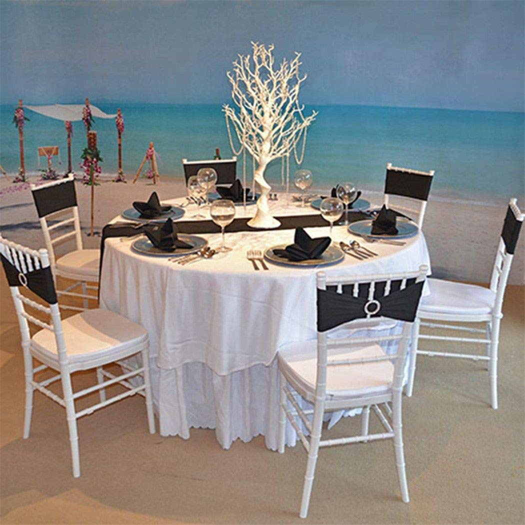 25PCS Elastic Chair Sashes for Wedding Decorations - Adjustable Chair Bands with Buckle, Perfect for Weddings, Parties & Evening Events (Orange) - Elegant Table Setting & Venue Decoration Accessories