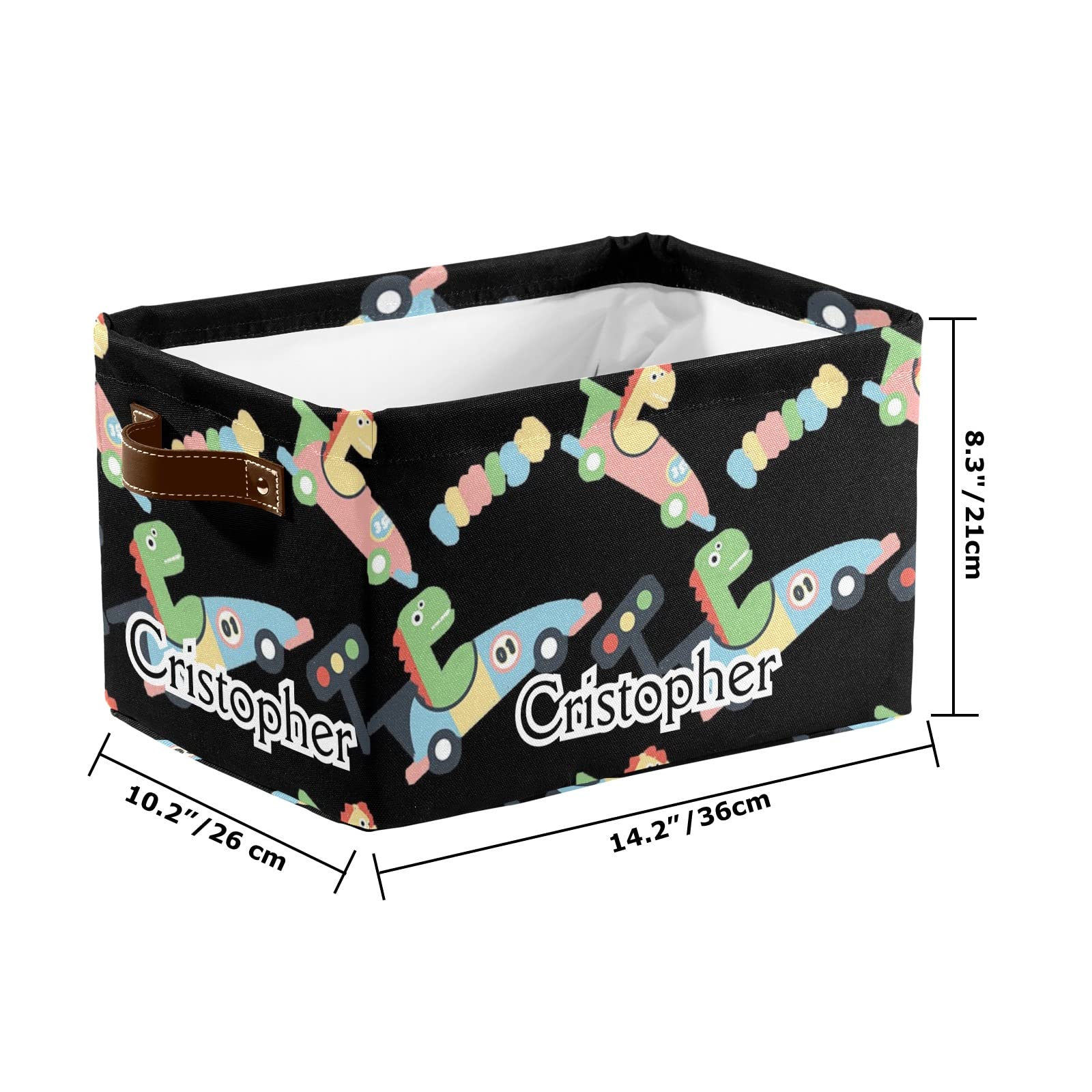 Custom Dinosaur Collapsible Storage Bins - Personalized Decorative Organizer Basket with Handles, 1-Pack Rectangular Closet Storage for Kids Room & Nursery Organization