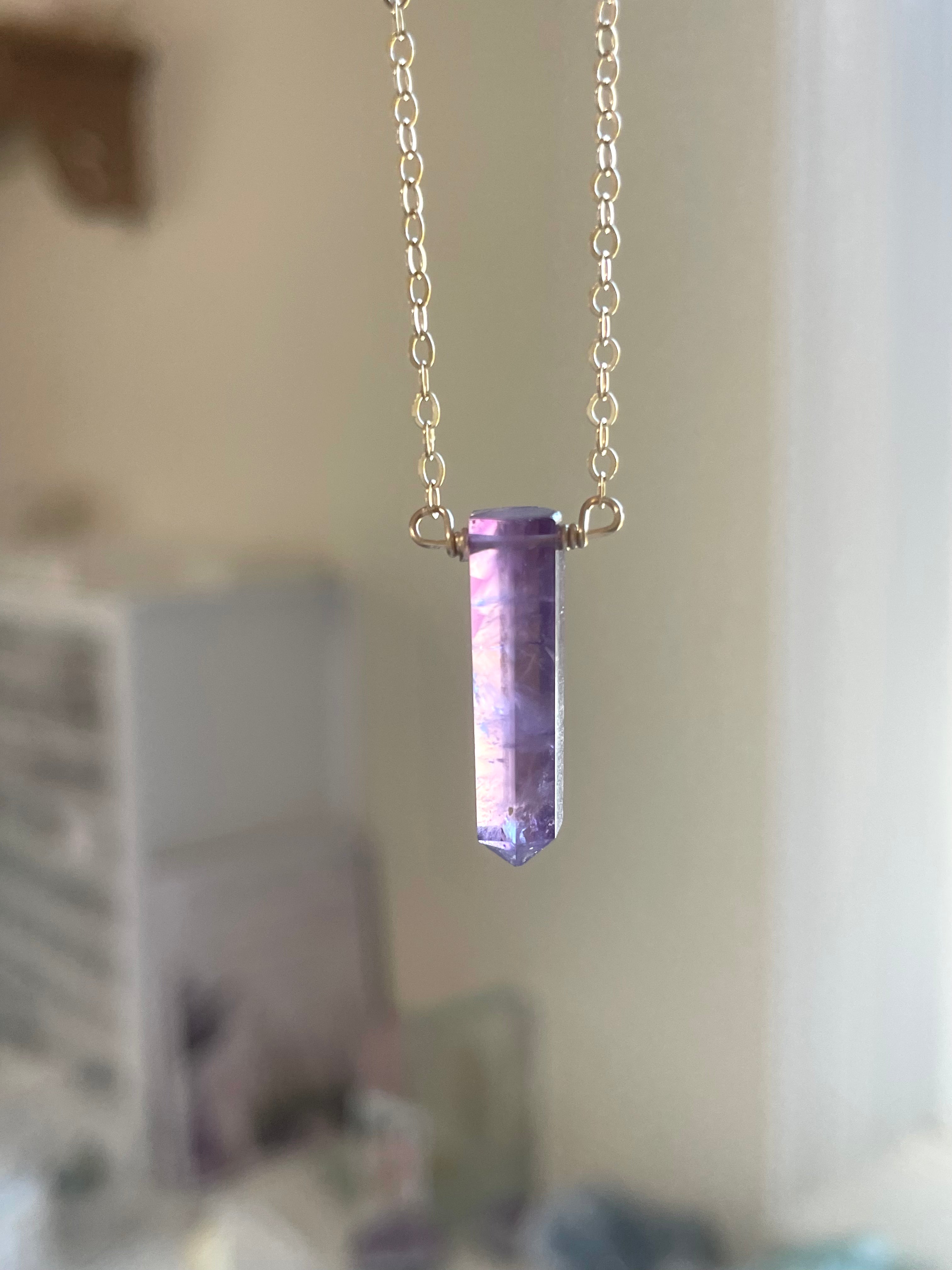 Elegant Amethyst Point Necklace - February Birthstone Crystal Pendant for Women | Perfect for Valentine's Day Gifts, Birthday Presents & Spiritual Healing Jewelry