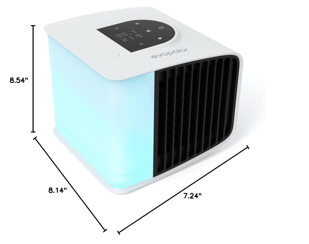 Portable Cooling Fan for Desk, Tent & Camping - Mini Evaporative Air Cooler & Swamp Cooler with Ice Compartment - Personal Space Cooler for Office, Bedroom, Outdoor Adventures (Evasmart White)