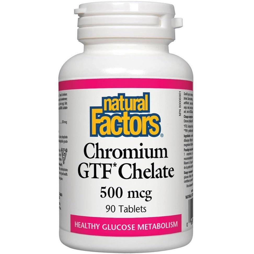 Natural Factors Chromium GTF Chelate 500mcg - 90 Tablets | Blood Sugar Support Supplement | Supports Healthy Glucose Metabolism for Diabetics & Weight Management