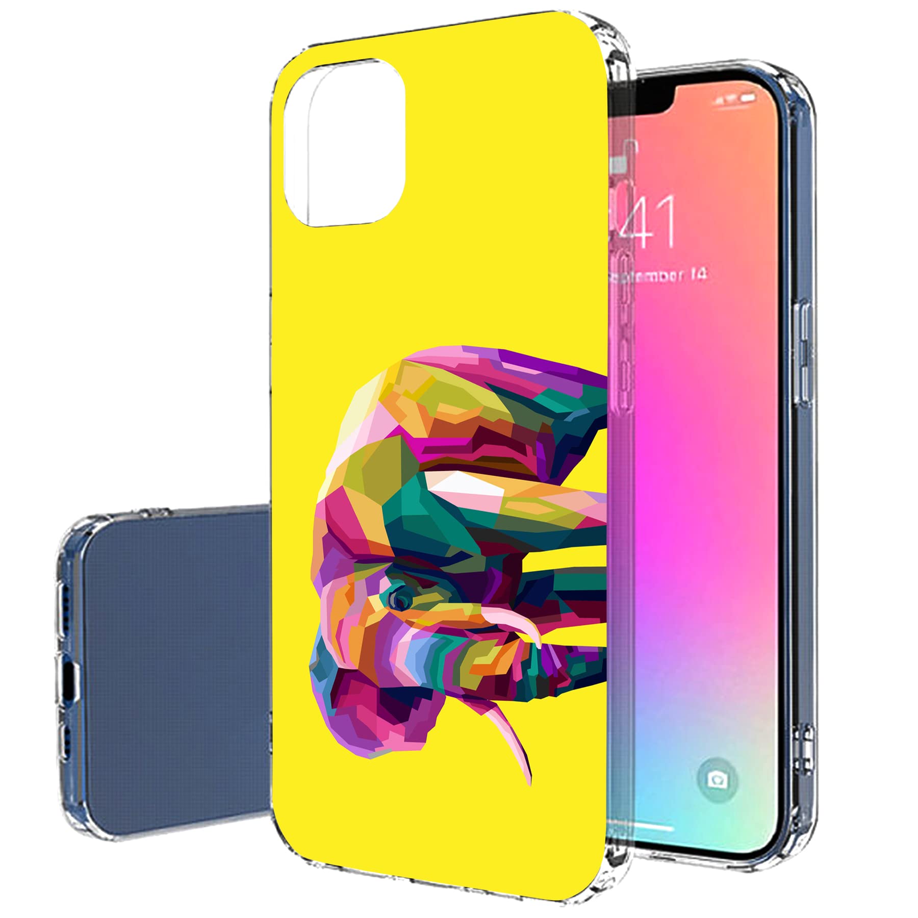 Slim Thin Gel TPU Case for Apple iPhone 13 Pro Max - Lightweight Flexible Soft Anti-Scratch Cover with Artistic Elephant Print | Made in USA | Perfect for Everyday Protection & Style