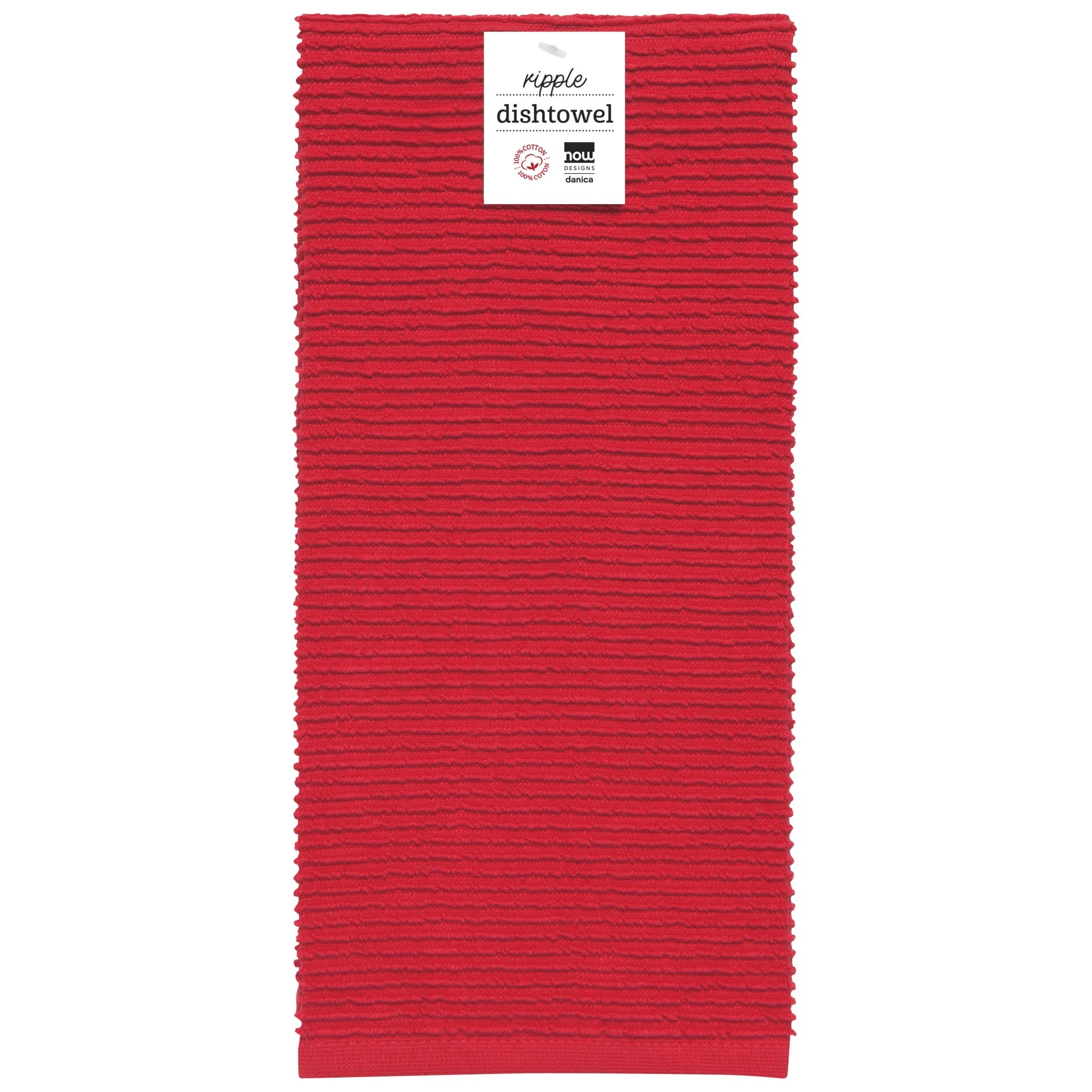 Premium Danica Ripple Terry Cotton Dish Towel - Super Absorbent & Quick Drying - Red Kitchen Towel for Dish Drying, Hand Wiping & Counter Cleaning - Ideal for Home, Restaurant & Kitchen Use