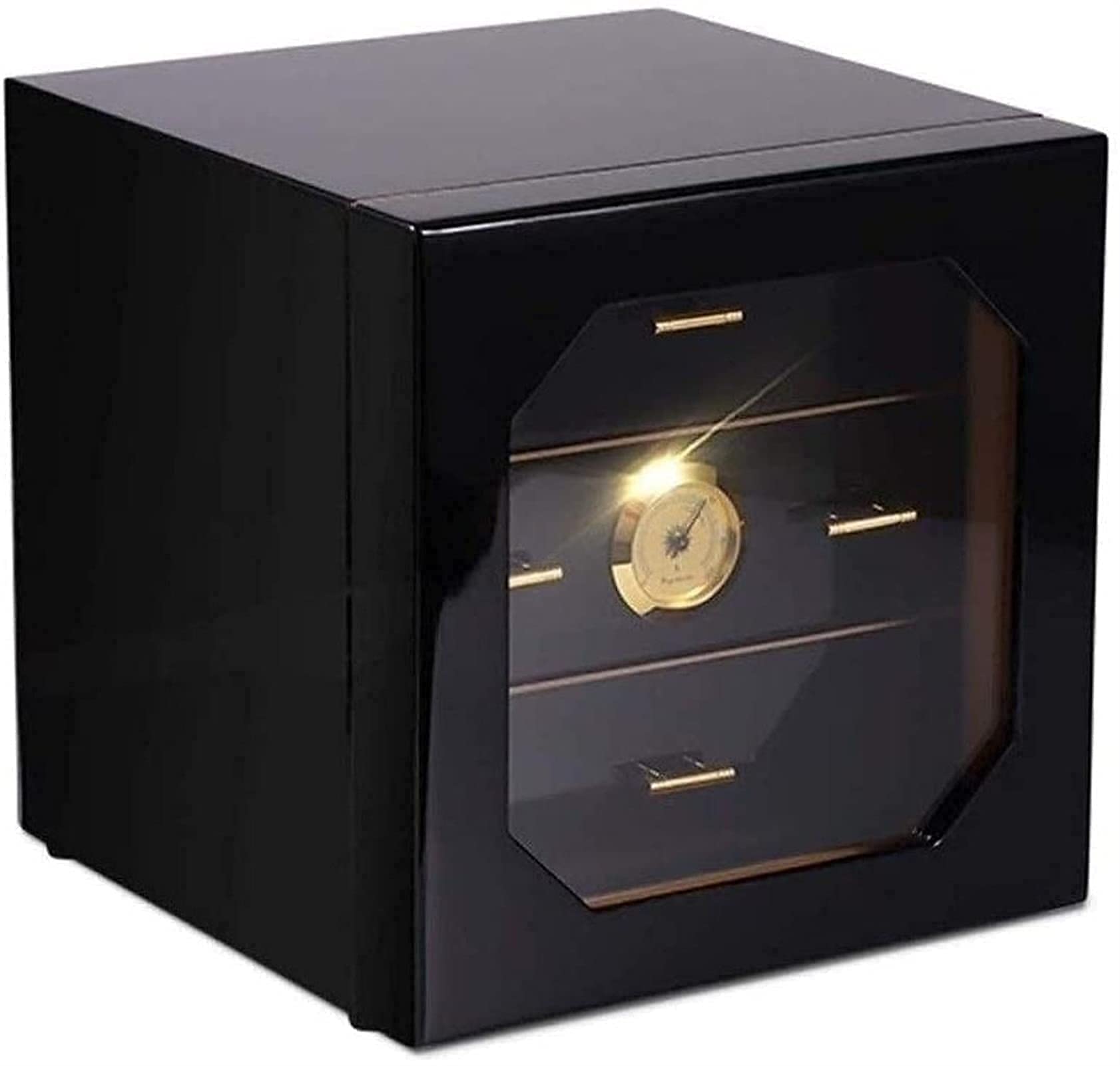 Premium Cigar Humidor Cabinet with Hygrometer & Humidifier - 3-Layer Wooden Drawers for Cigar Storage - Elegant Decorative Box for Home, Office, or Man Cave - Perfect for Cigar Collectors & Aficionados
