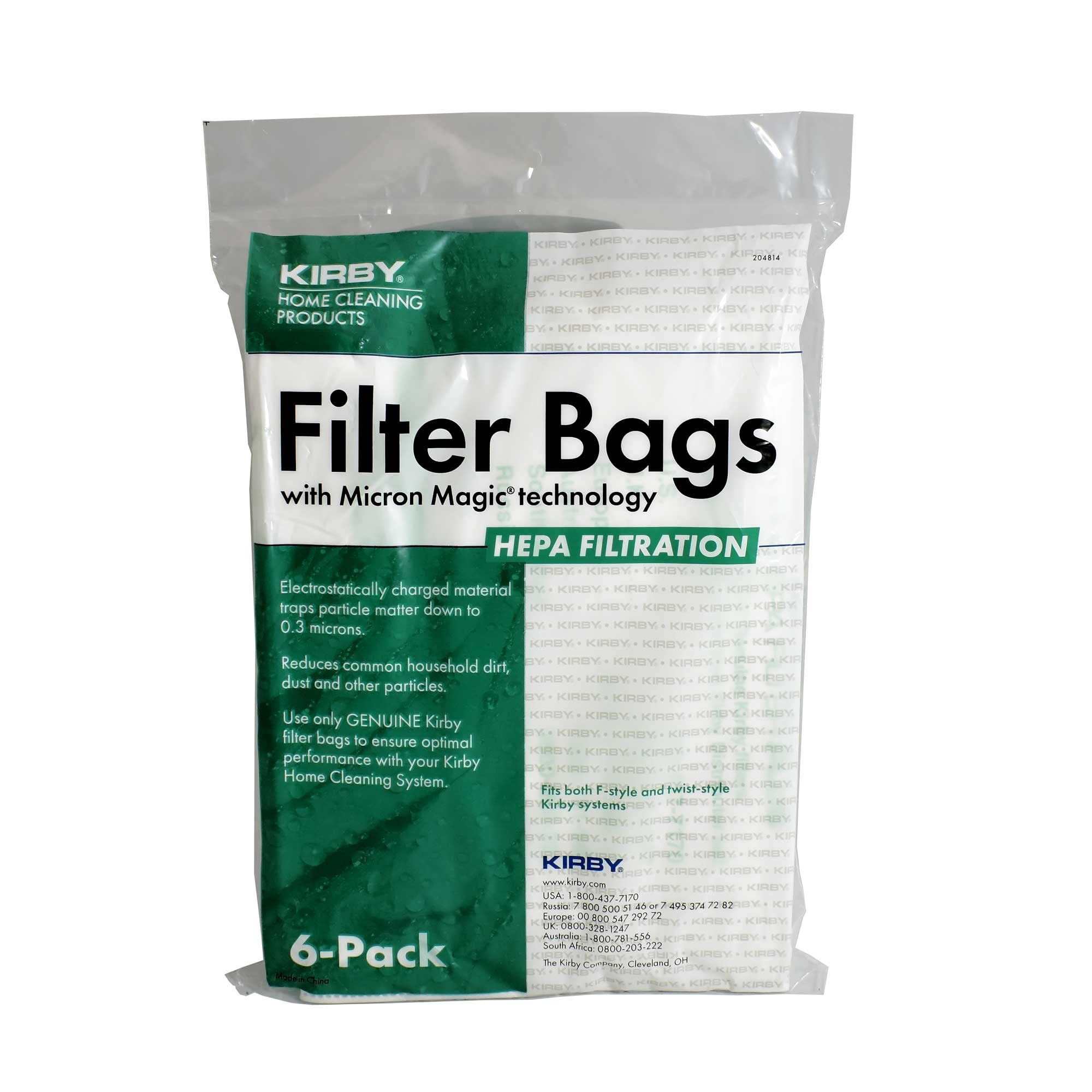 Kirby 204814 Micron Magic HEPA Filter Plus Vacuum Bags - 6 Pack White Replacement Bags for Kirby Vacuums | Perfect for Allergy Sufferers & Pet Hair Cleaning