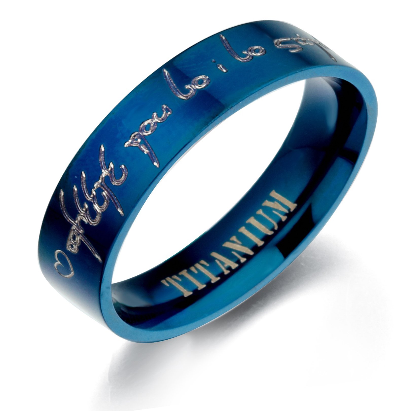 Personalized Blue Titanium Wedding Band - Custom Engraved Comfort Fit Ring for Men & Women - Perfect Valentine's Day, Anniversary or Couple Gift - Ideal for Weddings, Engagements & Romantic Occasions