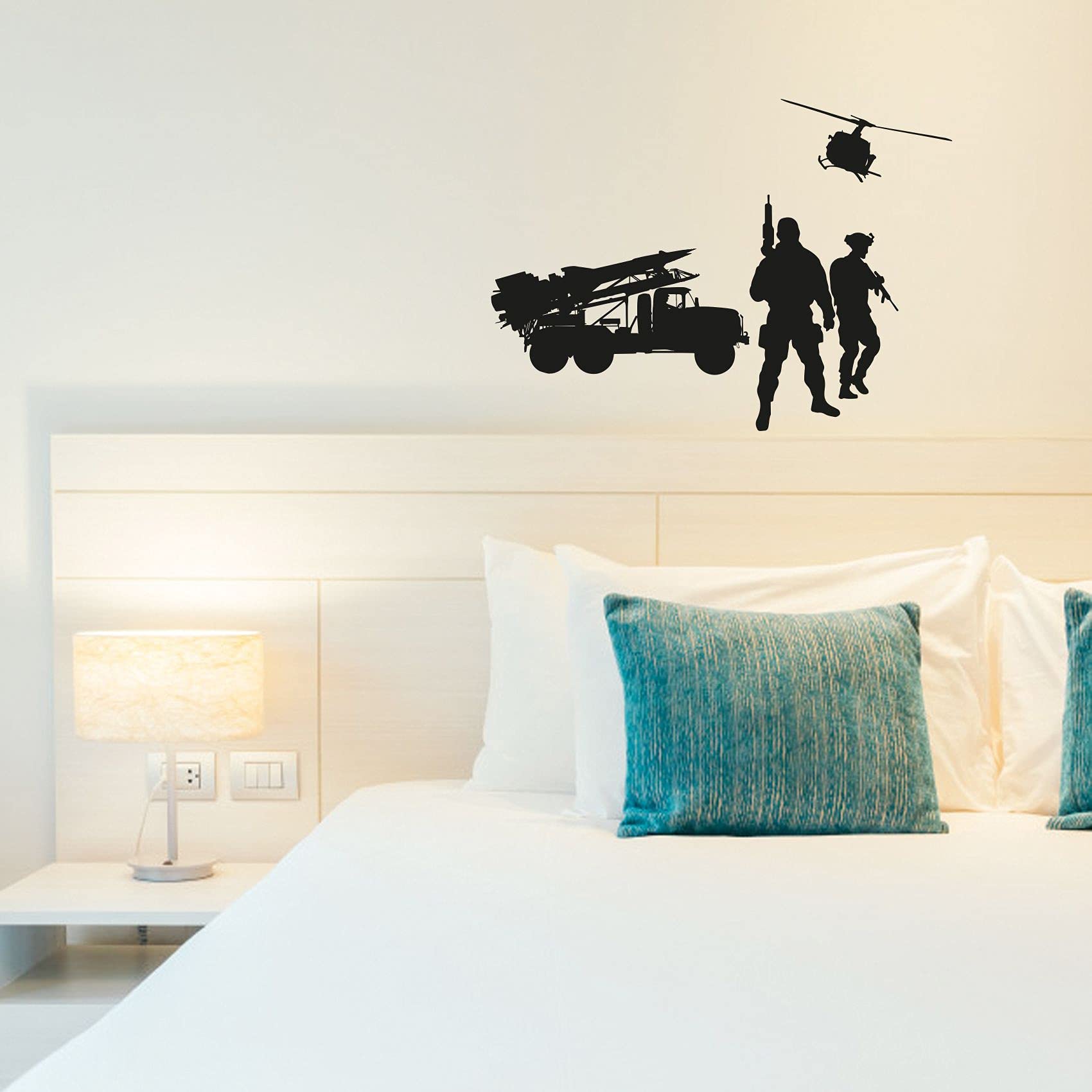 Military Swat Team Army Men Helicopter Landing Wall Sticker - 18x20 Inch Vinyl Decal for Boys & Girls Room, Bedroom, Playroom - Perfect for Kids' Home Decor & Wall Art | Great for Themed Rooms & Birthday Party Decorations