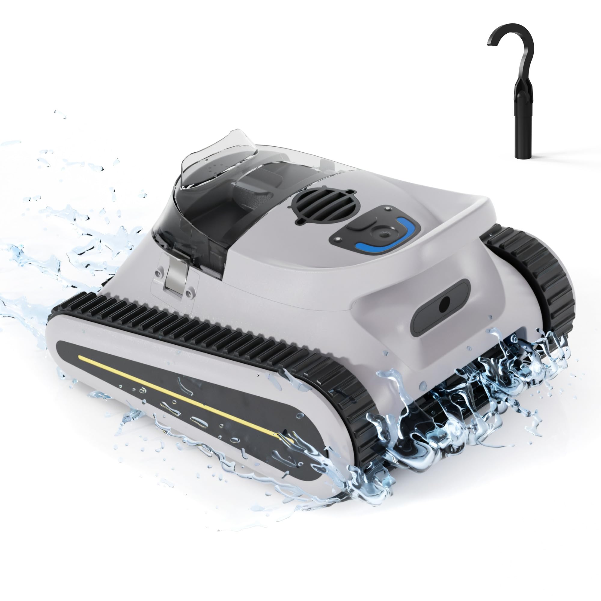Automatic Robotic Pool Vacuum Cleaner for In-Ground Pools | Cordless Wall-Climbing Pool Cleaner with Large Top-Loading Filter | Grey | Ideal for Home, Hotel & Commercial Pool Maintenance