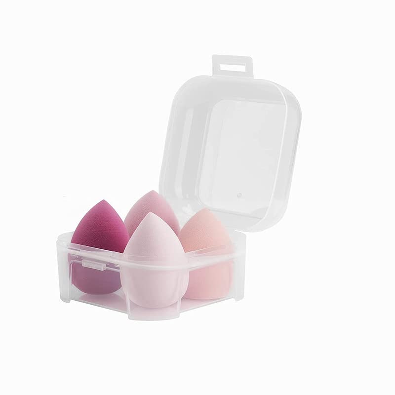 FAMEZA 4-Piece Makeup Sponge Set with Travel Case - Premium Beauty Blender for Liquid Foundation, Powder, Cream & Concealer (Wet/Dry Use) - Perfect for Professional Makeup Application & On-The-Go Touch Ups (Pink Series)
