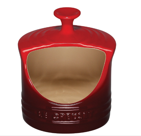 Le Creuset Cerise Salt Crock – Premium Stoneware Salt Keeper with Lid for Kitchen Countertop – Perfect for Storing and Serving Salt, Pepper, and Spices