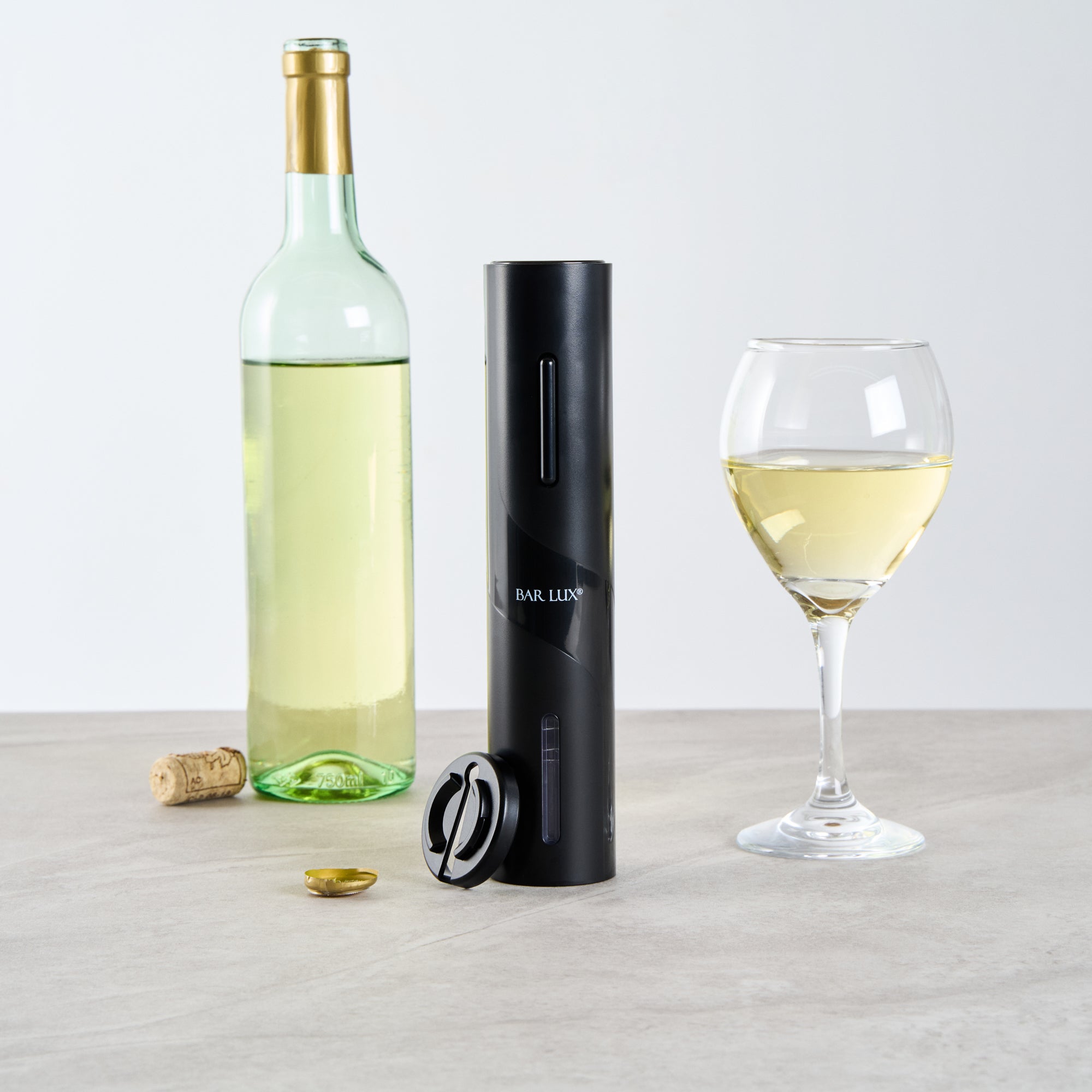 Premium Black Electric Wine Opener with Foil Cutter - Battery Operated Corkscrew for Easy Opening - Perfect for Dinner Parties, Gifts & Home Bars (1 Count)
