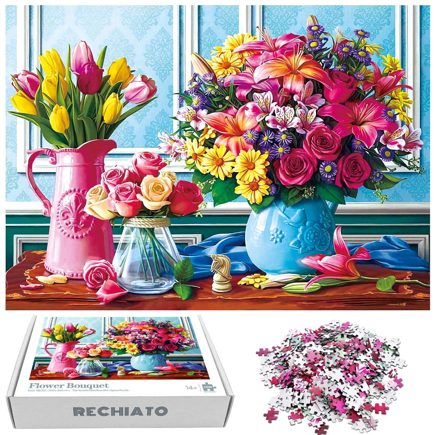1000 Piece Jigsaw Puzzles for Adults - Beautiful Spring Flowers Design, Perfect Gift for Women, Mom & Grandmother | Birthday, Christmas, Valentine's Day Present | Relaxing Home Activity & Family Game Night