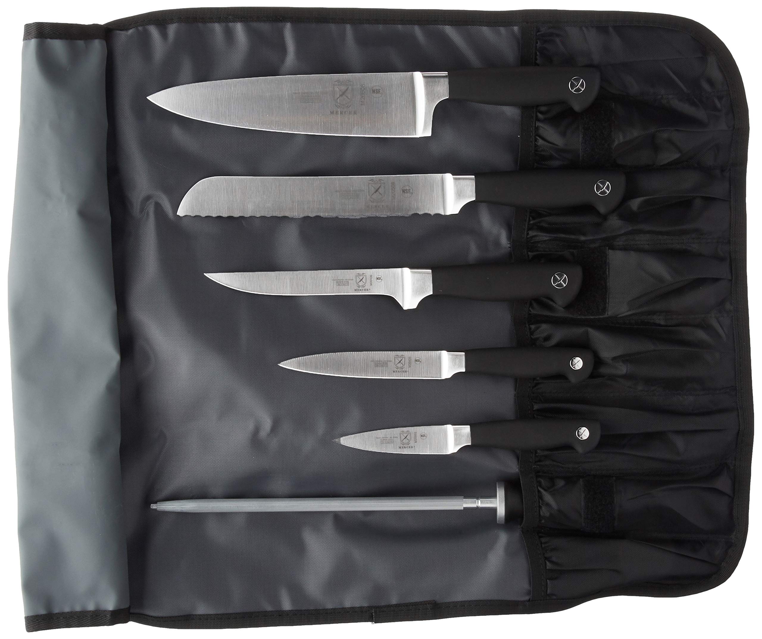 Mercer Culinary Genesis 7-Piece Forged Knife Set - Professional Chef Knives for Cooking, Slicing & Dicing - Perfect for Home Kitchens & Culinary Schools