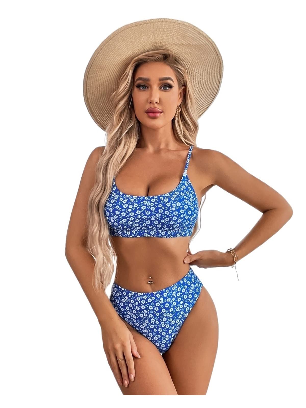 Floral Bikini Set for Women - Sexy Two Piece Swimsuit with Adjustable Straps & High Waist Bottom | Perfect for Beach, Pool Party & Summer Vacation