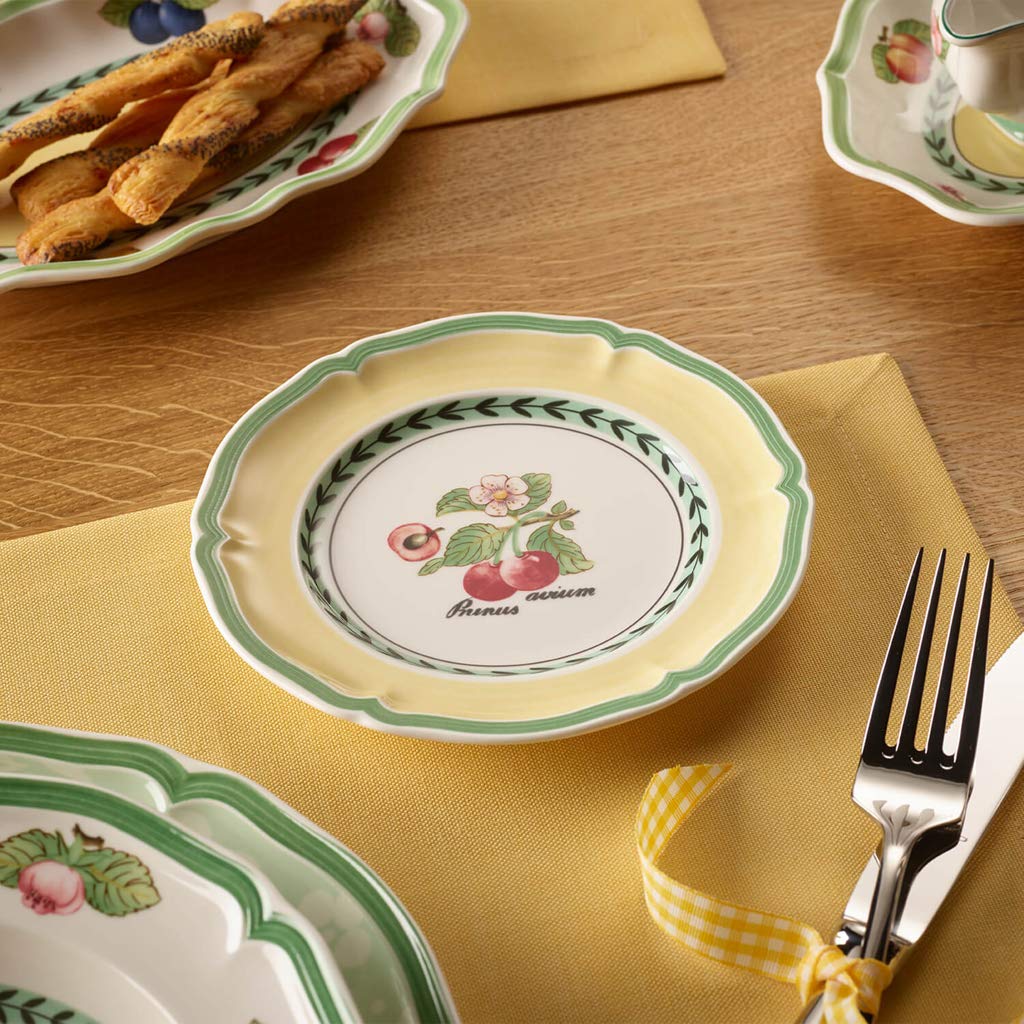 Villeroy & Boch French Garden Valence 6.5-inch Bread & Butter Plate Set - Premium Porcelain Dishware in Cherry White & Multicolor for Breakfast, Tea Party & Elegant Dining