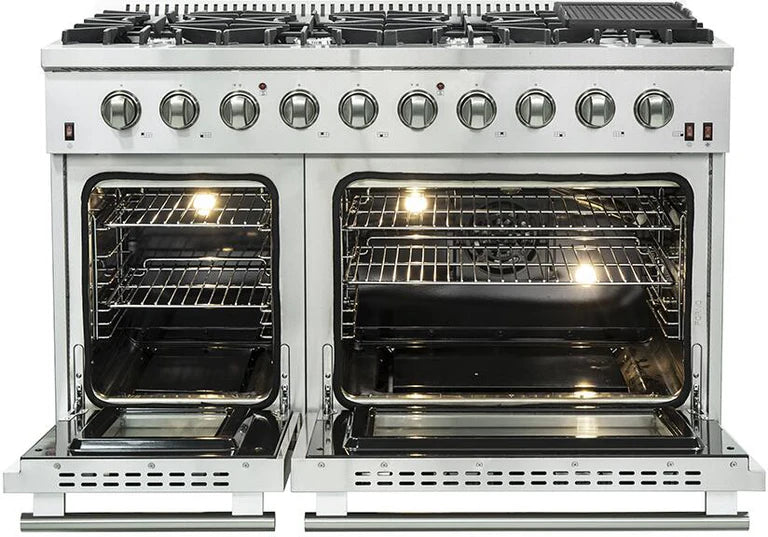 48 Inch Gas Range with Dishwasher and 60 Inch Refrigerator - Forno Premium Appliance Package for Modern Kitchens | Perfect for Home Chefs & Entertaining
